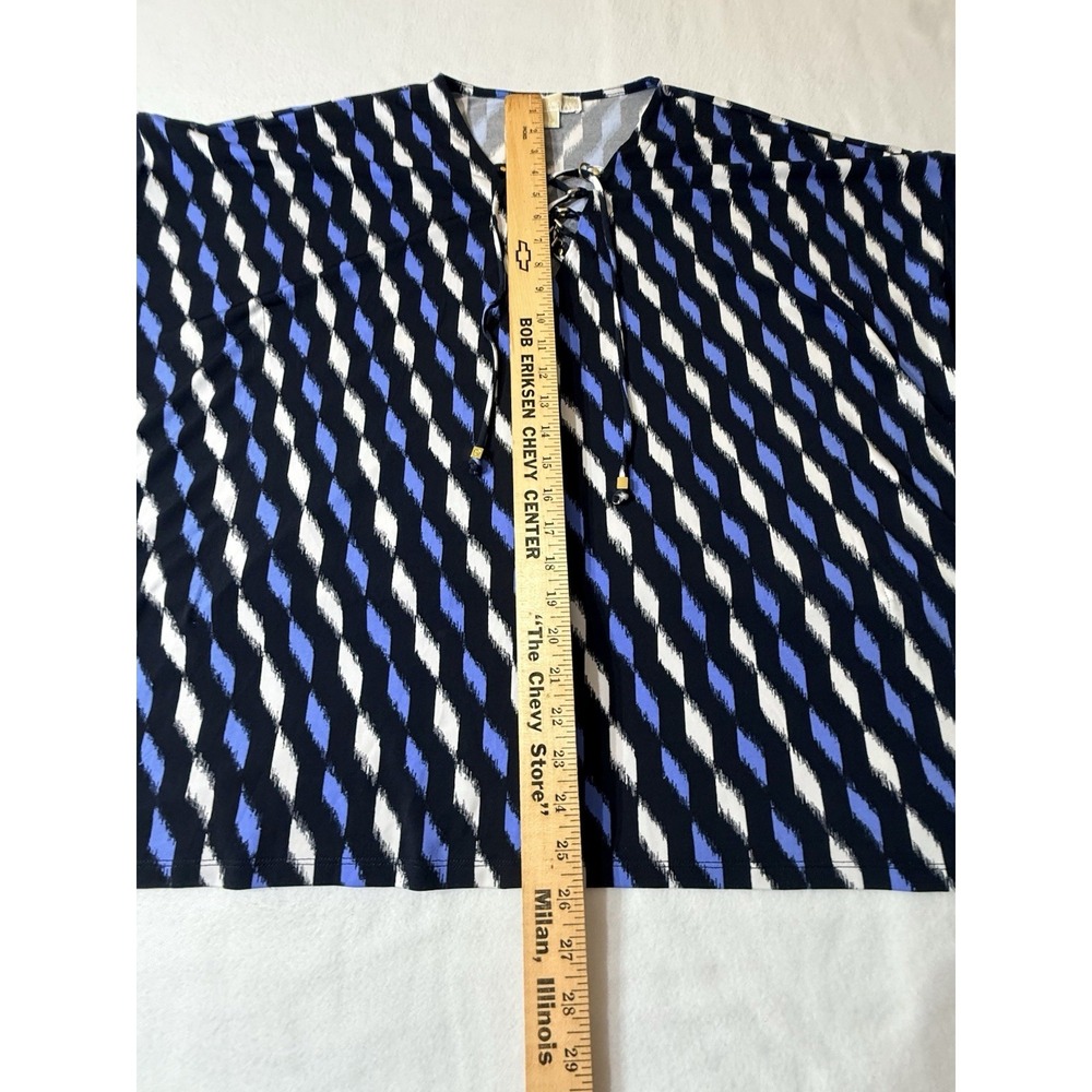 MICHAEL KORS Womens Size Small Black Blue Print Silky Shawl Sleeves - Picture 8 of 10